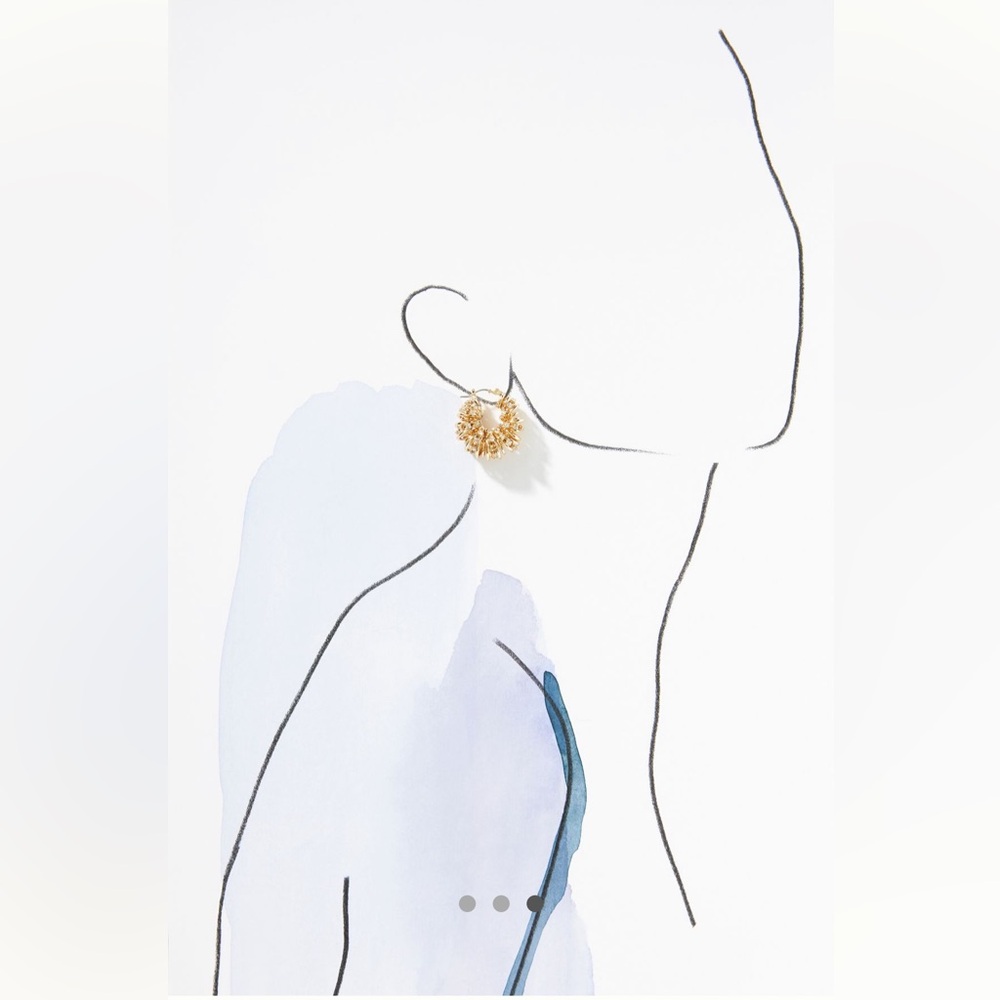 Anthropologie Gold Crystal Wire Hoop Earrings